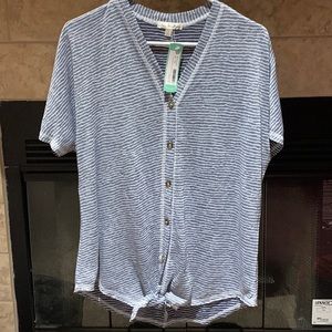 NWTS Nine Britton Button Down Tie Front Top